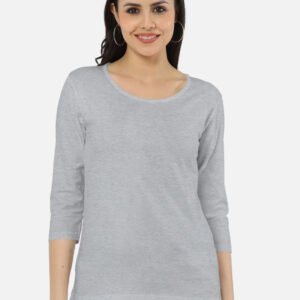 Grey Melang Full Sleeve T-shirt | Women